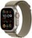 Front. Apple - Apple Watch Ultra 2 GPS + Cellular 49mm Titanium Case with Olive Alpine Loop  (Large) - Titanium.