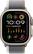Angle. Apple - Apple Watch Ultra 2 GPS + Cellular 49mm Titanium Case with Green/Gray Trail Loop (Medium/Large) - Titanium.
