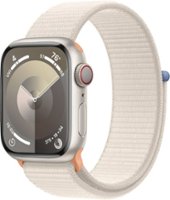 Apple Watch Series 9 GPS + Cellular 41mm Aluminum Case with Starlight Sport Loop - Starlight (AT&T) - Front_Zoom