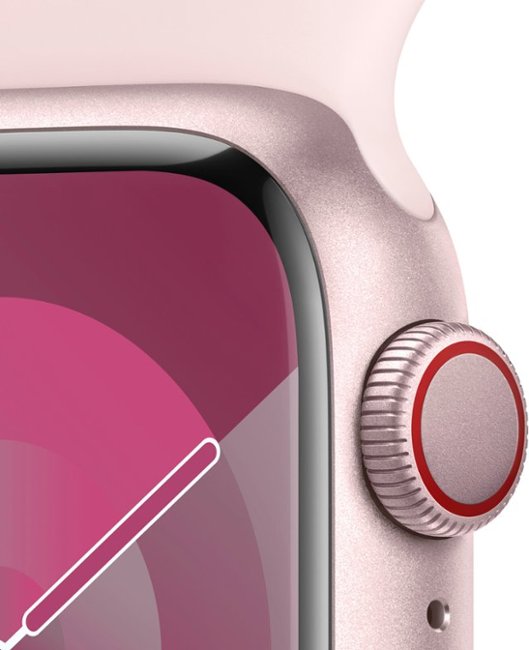 Apple Watch Series 9 GPS + Cellular 41mm Aluminum Case with Light Pink Sport Band  (Small/Medium) - Pink (AT&T)_2