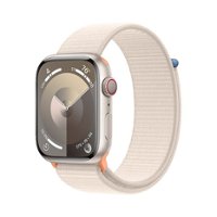 Apple Watch Series 9 GPS + Cellular 45mm Aluminum Case with Starlight Sport Loop - Starlight (AT&T) - Front_Zoom