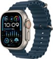 Front. Apple - Apple Watch Ultra 2 GPS + Cellular 49mm Titanium Case with Blue Ocean Band - Titanium.