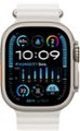 Angle Zoom. Apple Watch Ultra 2 GPS + Cellular 49mm Titanium Case with White Ocean Band - Titanium (AT&T).