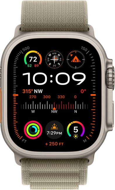 Apple Watch Ultra 2 GPS + Cellular 49mm Titanium Case with Olive Alpine Loop  (Large) - Titanium (AT&T)_1