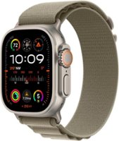 Apple Watch Ultra 2 GPS + Cellular 49mm Titanium Case with Olive Alpine Loop  (Large) - Titanium (AT&T) - Front_Zoom