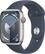 Front. Apple - Apple Watch Series 9 GPS + Cellular 45mm Aluminum Case with Storm Blue Sport Band (Medium/Large) - Silver.