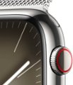 Alt View 1. Apple - Apple Watch Series 9 GPS + Cellular 45mm Stainless Steel Case with Silver Milanese Loop - Silver.