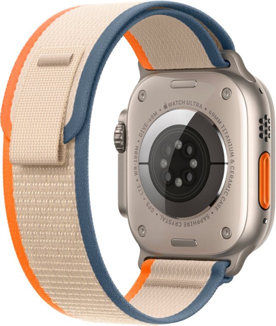 Apple Watch Ultra 2 GPS + Cellular 49mm Titanium Case with Orange/Beige Trail Loop  (Small/Medium) - Titanium (Verizon)_2