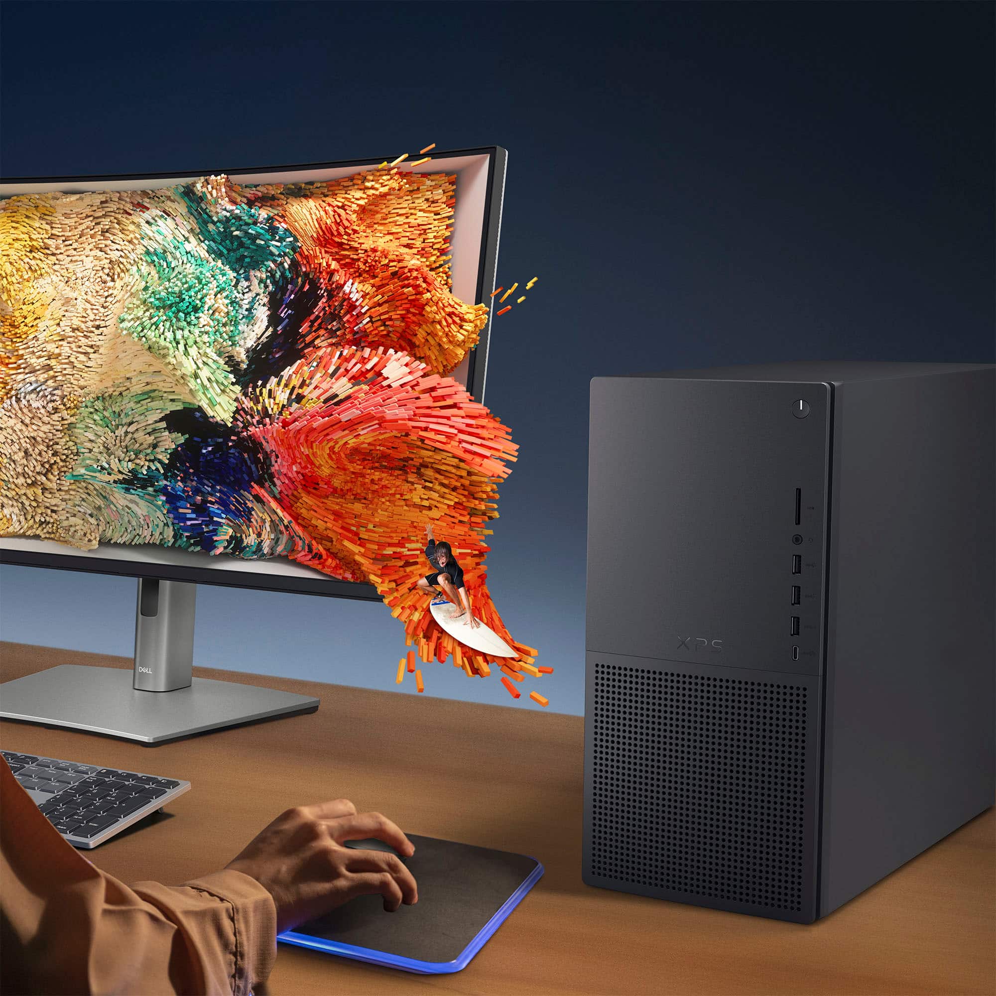 Alt View 6. Dell - XPS 8960 Desktop -Intel Core i7 processor (14 gen) - 16GB Memory - NVIDIA GeForce RTX 3050 - 1TB SSD - Black.