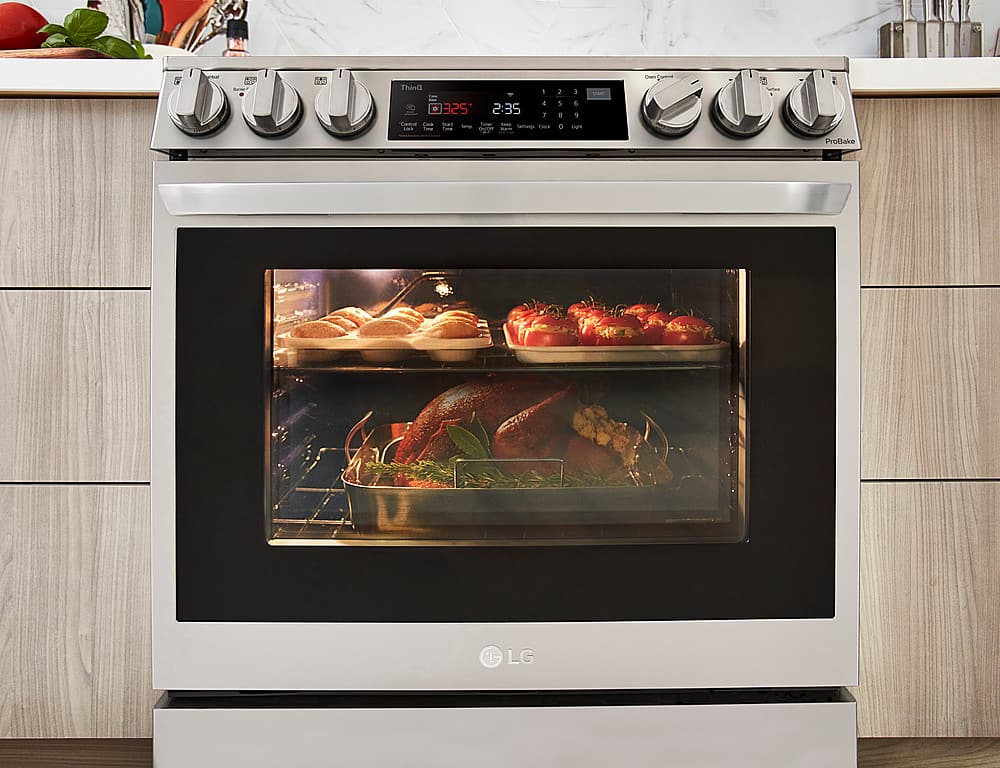 Alt View 35. LG - 6.3 Cu. Ft. Slide-In Electric True Convection Range with EasyClean and Air Fry - PrintProof Stainless Steel.