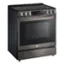 Angle. LG - 6.3 Cu. Ft. Slide-In Electric True Convection Range with EasyClean and Air Fry - PrintProof Black Stainless Steel.