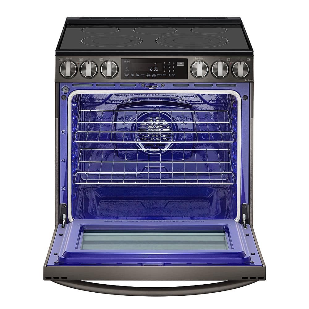 Alt View 11. LG - 6.3 Cu. Ft. Slide-In Electric True Convection Range with EasyClean and Air Fry - PrintProof Black Stainless Steel.