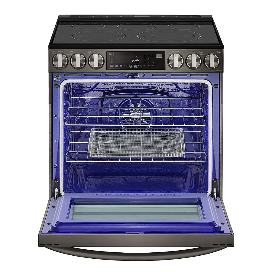 Alt View 12. LG - 6.3 Cu. Ft. Slide-In Electric True Convection Range with EasyClean and Air Fry - PrintProof Black Stainless Steel.