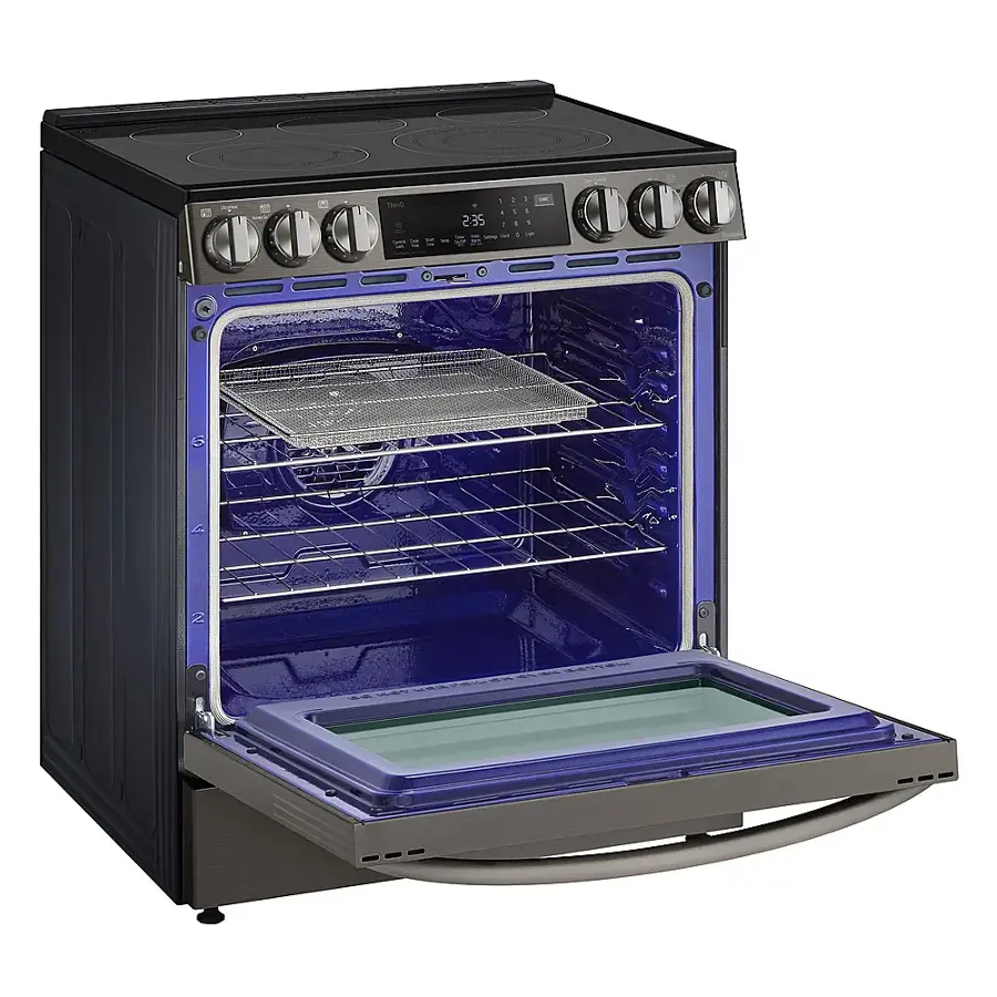 Alt View 17. LG - 6.3 Cu. Ft. Slide-In Electric True Convection Range with EasyClean and Air Fry - PrintProof Black Stainless Steel.