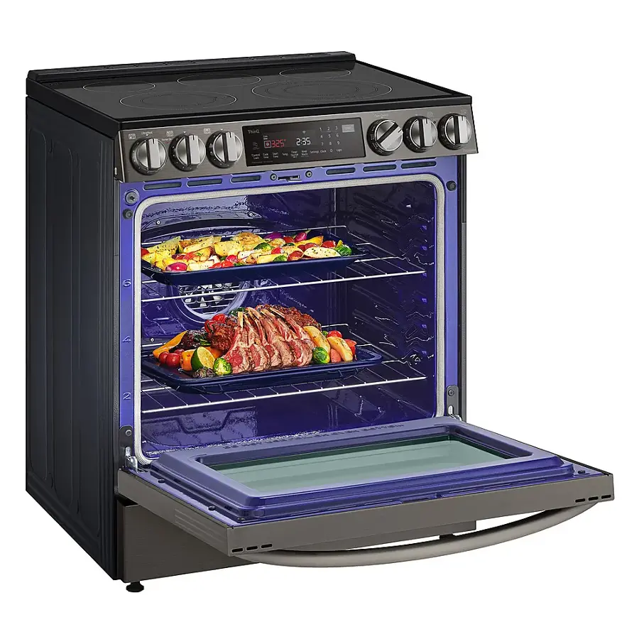 Alt View 18. LG - 6.3 Cu. Ft. Slide-In Electric True Convection Range with EasyClean and Air Fry - PrintProof Black Stainless Steel.