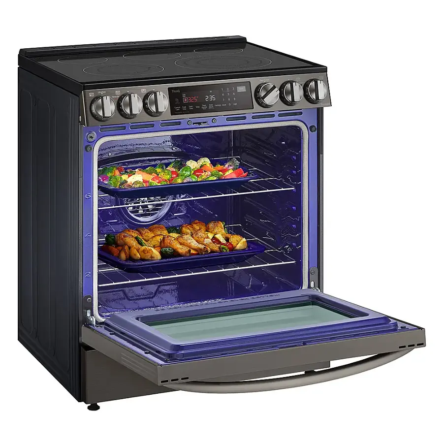 Alt View 19. LG - 6.3 Cu. Ft. Slide-In Electric True Convection Range with EasyClean and Air Fry - PrintProof Black Stainless Steel.
