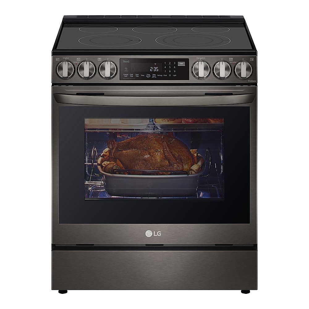 Alt View 1. LG - 6.3 Cu. Ft. Slide-In Electric True Convection Range with EasyClean and Air Fry - PrintProof Black Stainless Steel.