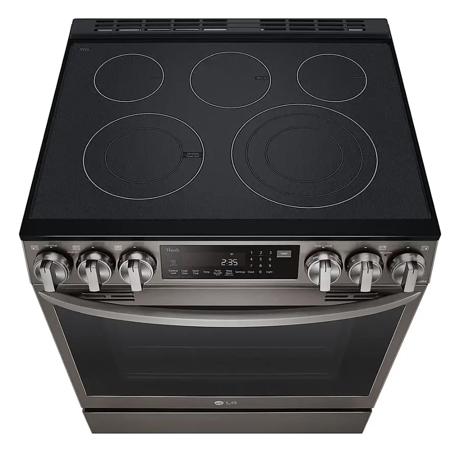 Alt View 23. LG - 6.3 Cu. Ft. Slide-In Electric True Convection Range with EasyClean and Air Fry - PrintProof Black Stainless Steel.