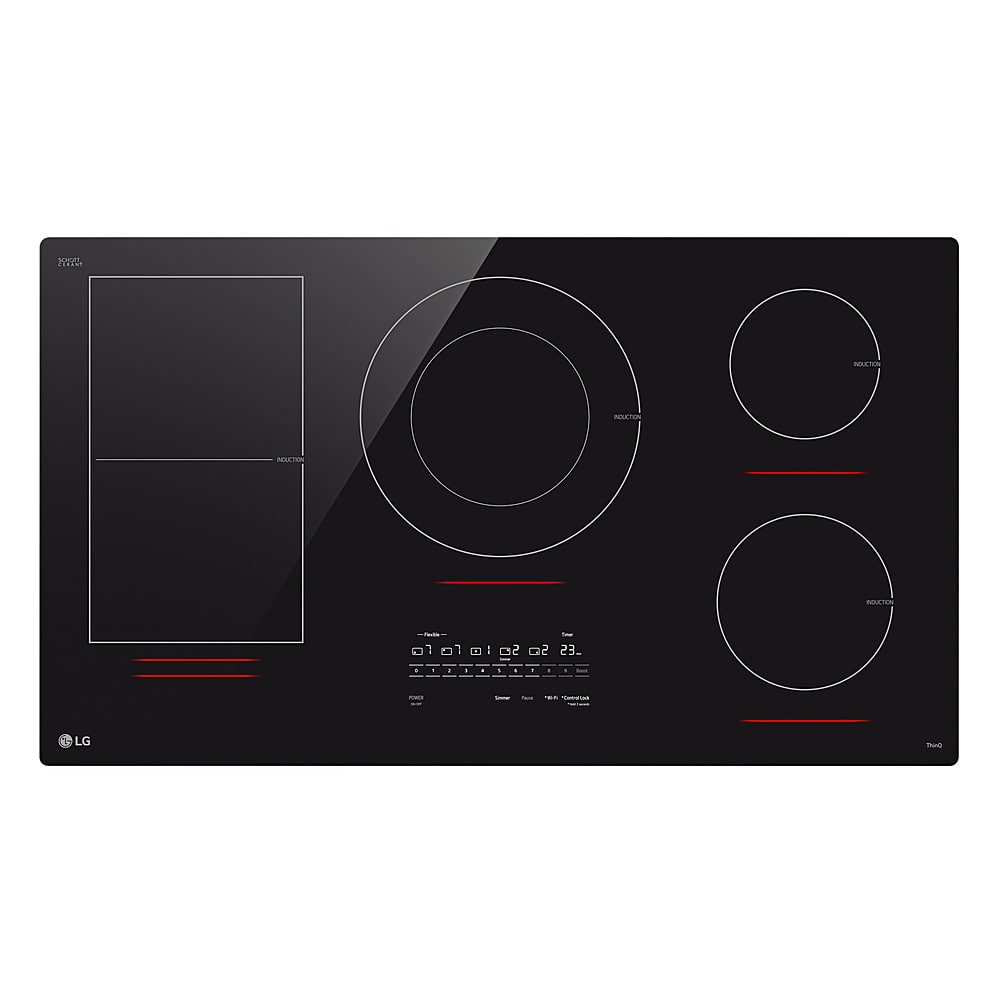 LG - 36" Built-In Electric Induction Smart Cooktop with 5 Elements and UltraHeat 5.0kW Element - Black Ceramic - Front_Zoom