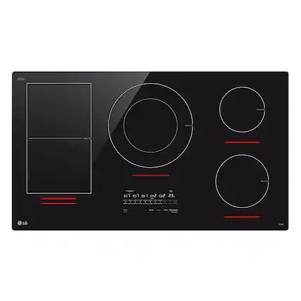 Front. LG - 36" Built-In Electric Induction Cooktop with 5 Elements and UltraHeat 5.0kW Element - Black Ceramic.