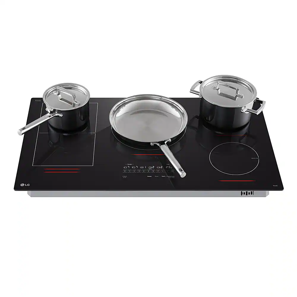 Alt View 12. LG - 36" Built-In Electric Induction Cooktop with 5 Elements and UltraHeat 5.0kW Element - Black Ceramic.