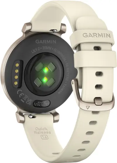 Garmin - Lily 2 Smartwatch 34 mm Anodized Aluminum - Cream Gold with Coconut Silicone Band