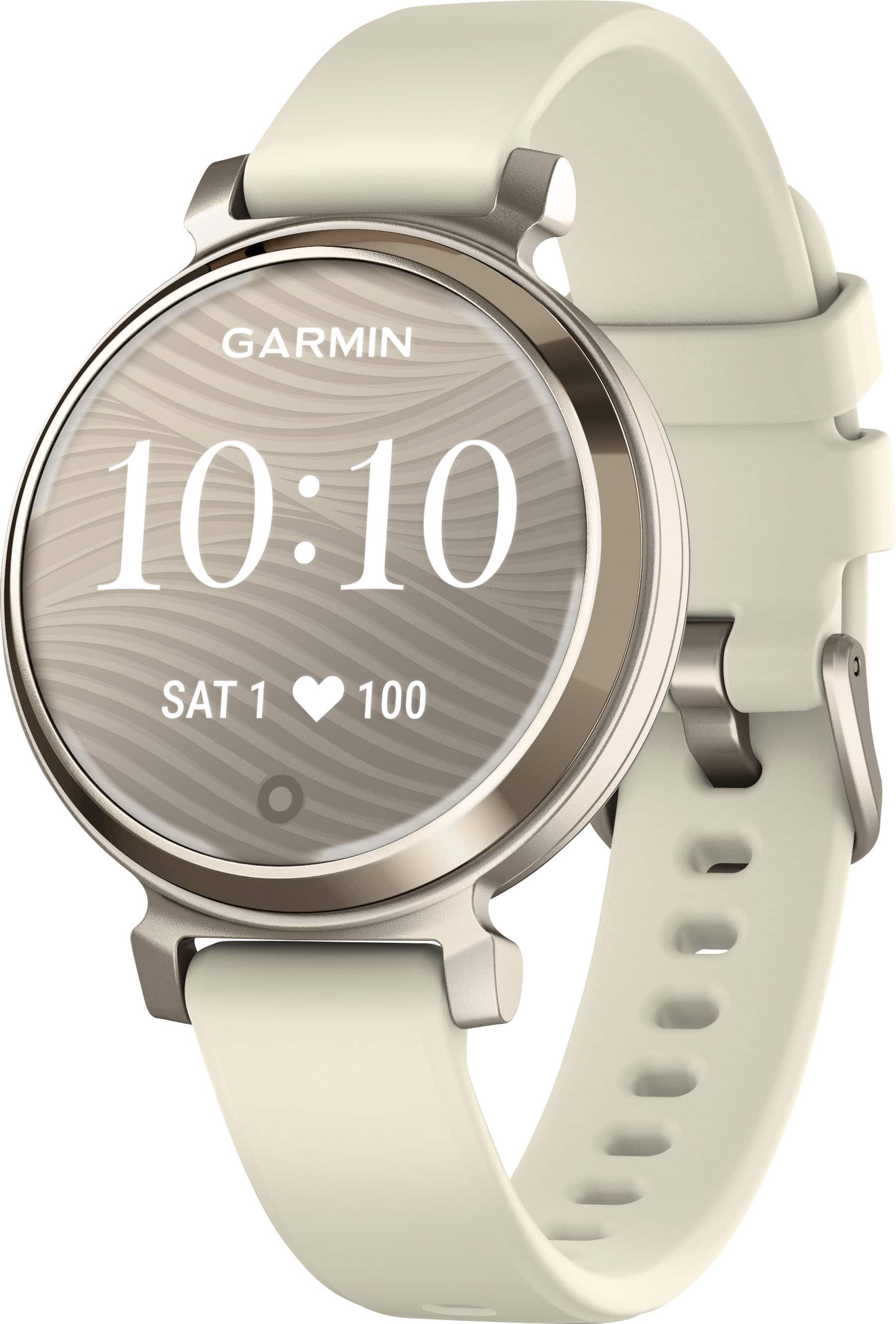 Garmin - Lily 2 Smartwatch 34 mm Anodized Aluminum - Cream Gold with Coconut Silicone Band - (2024) - Front_Zoom
