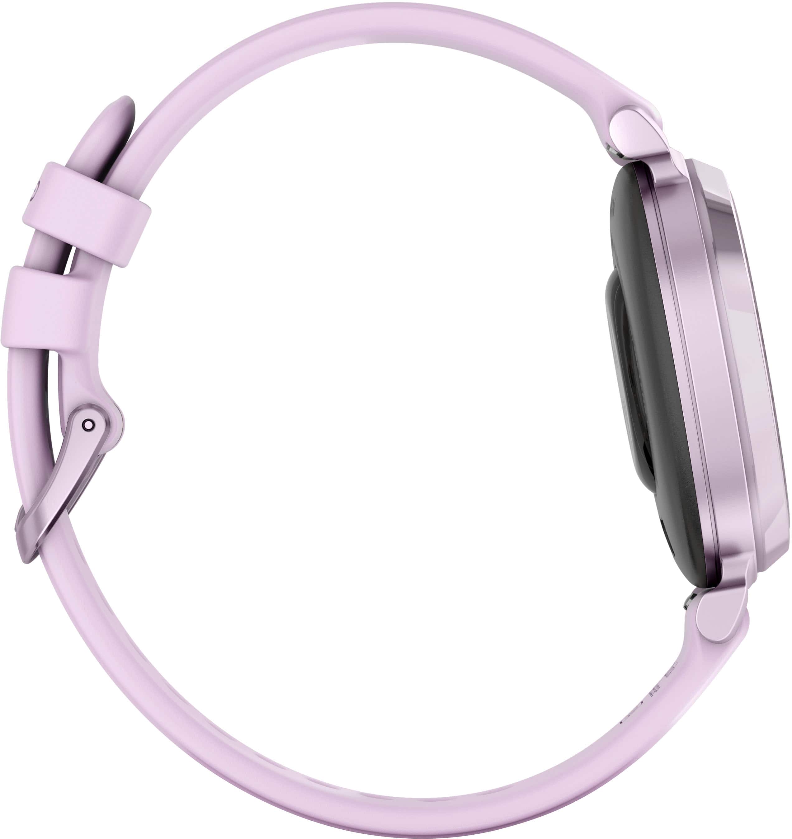 Alt View 1. Garmin - Lily 2 Smartwatch 34 mm Anodized Aluminum - Metallic Lilac with Lilac Silicone Band.