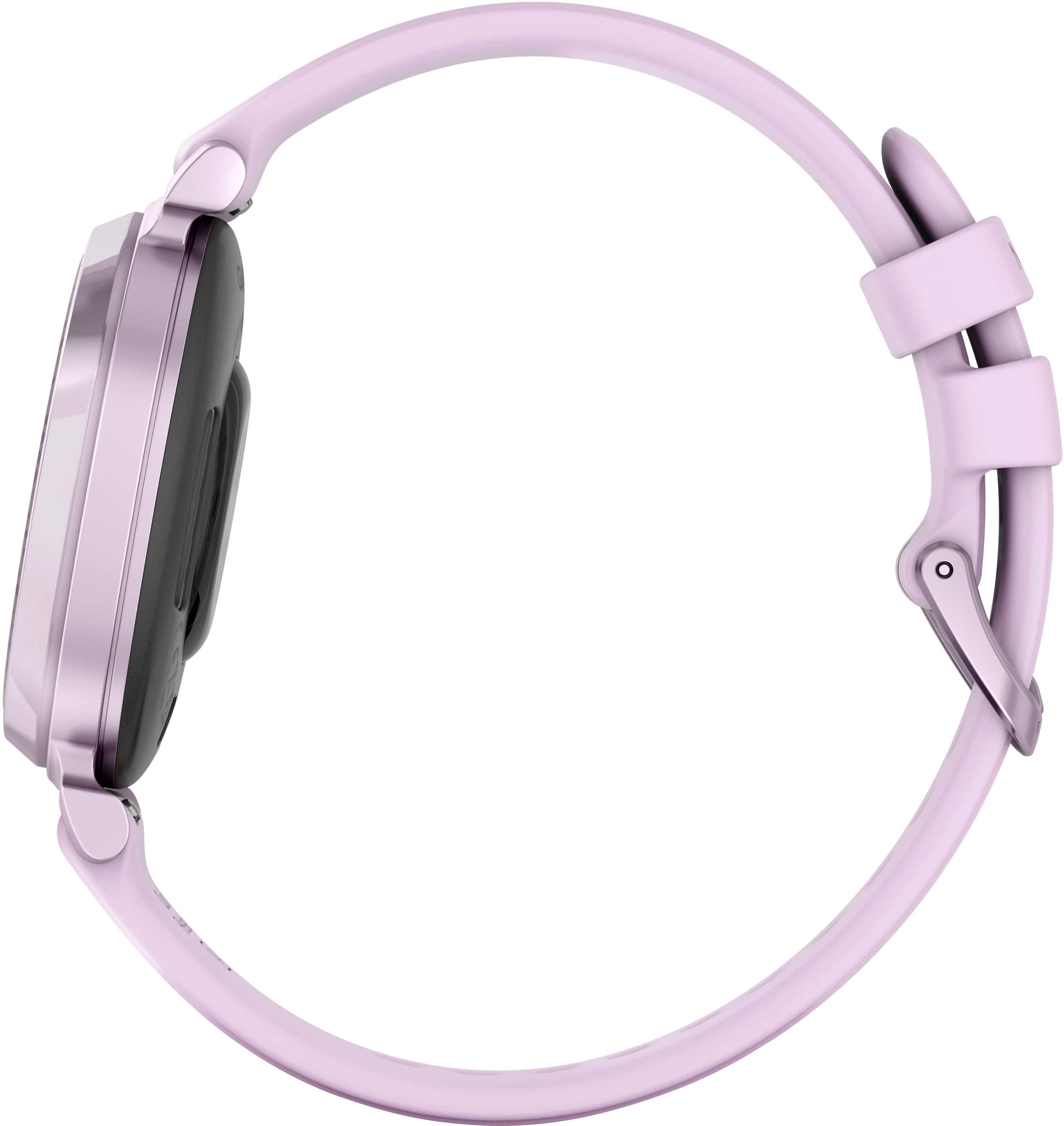 Alt View 2. Garmin - Lily 2 Smartwatch 34 mm Anodized Aluminum - Metallic Lilac with Lilac Silicone Band.