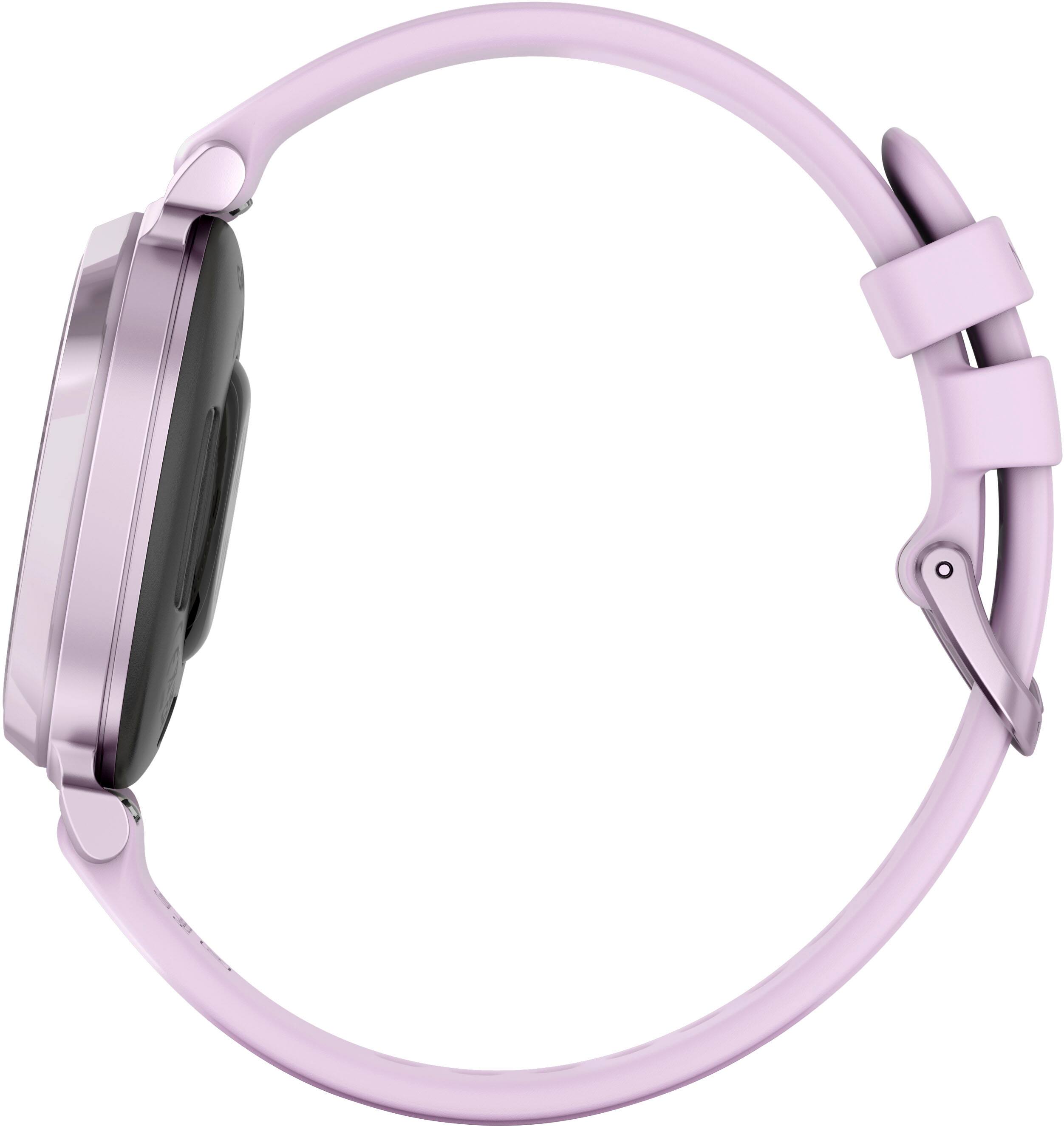 Alt View 2. Garmin - Lily 2 Smartwatch 34 mm Anodized Aluminum - Metallic Lilac with Lilac Silicone Band.