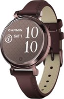 Garmin - Lily 2 Classic Smartwatch 34 mm Anodized Aluminum - Dark Bronze with Mulberry Leather Band - Front_Zoom