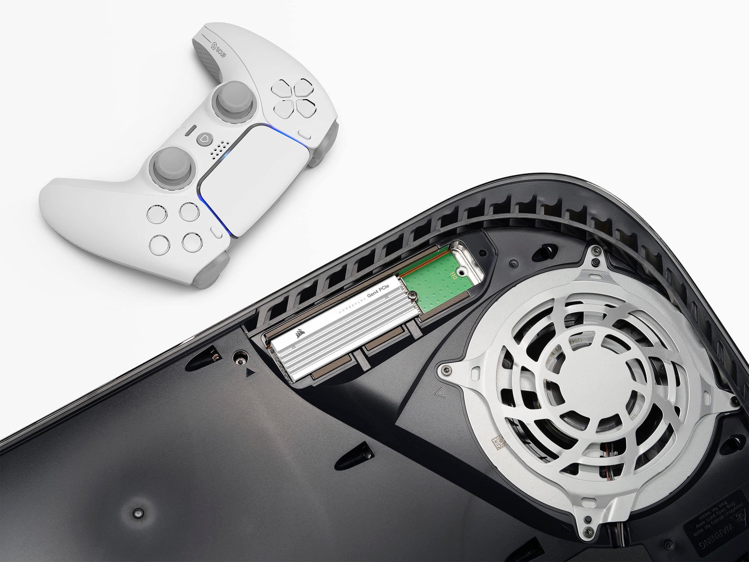 Alt View 17. CORSAIR - MP600 PRO LPX 2TB Internal SSD PCIe Gen 4 x4 NVMe with Heatsink for PS5 - White.