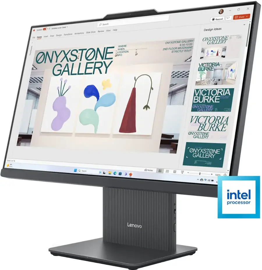 Angle. Lenovo - IdeaCentre AIO 24" FHD IPS LCD All-In-One - Intel U300 - 8GB Memory - 256GB Solid State Drive - Grey.