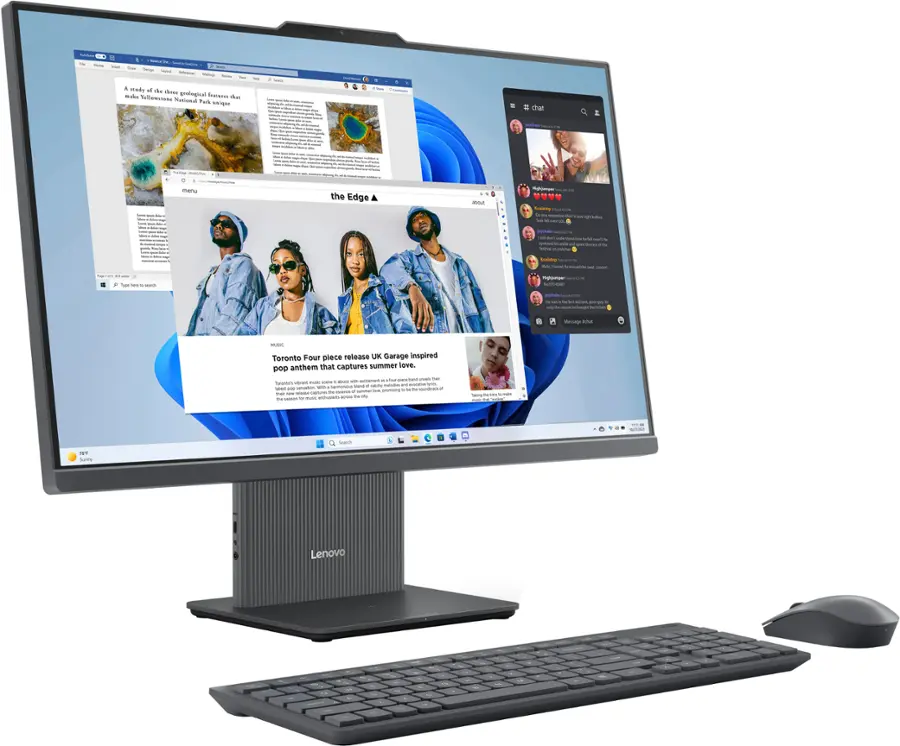 Angle. Lenovo - IdeaCentre AIO 27" FHD IPS LCD Touch-Screen All-In-One - AMD Ryzen 5 7535HS - 8GB Memory - 512GB SSD - Grey.