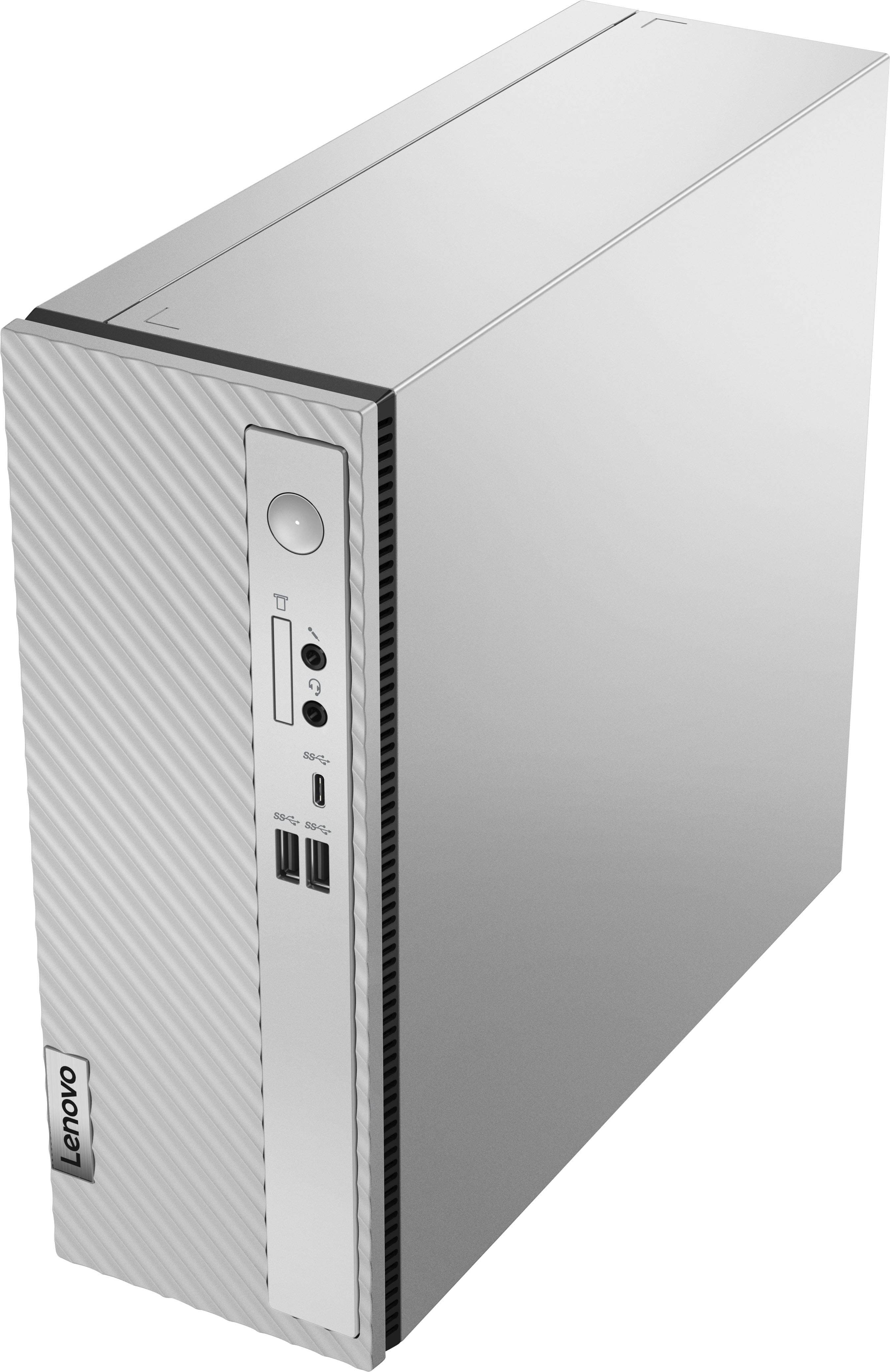 Left View: Lenovo - IdeaCentre 3 Desktop - Intel Core i5-14400 - 8GB Memory - 256GB SSD - Cloud Grey