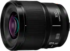 Front. Panasonic - LUMIX Full Frame Camera Lens, S 100mm F2.8 MACRO - Black.