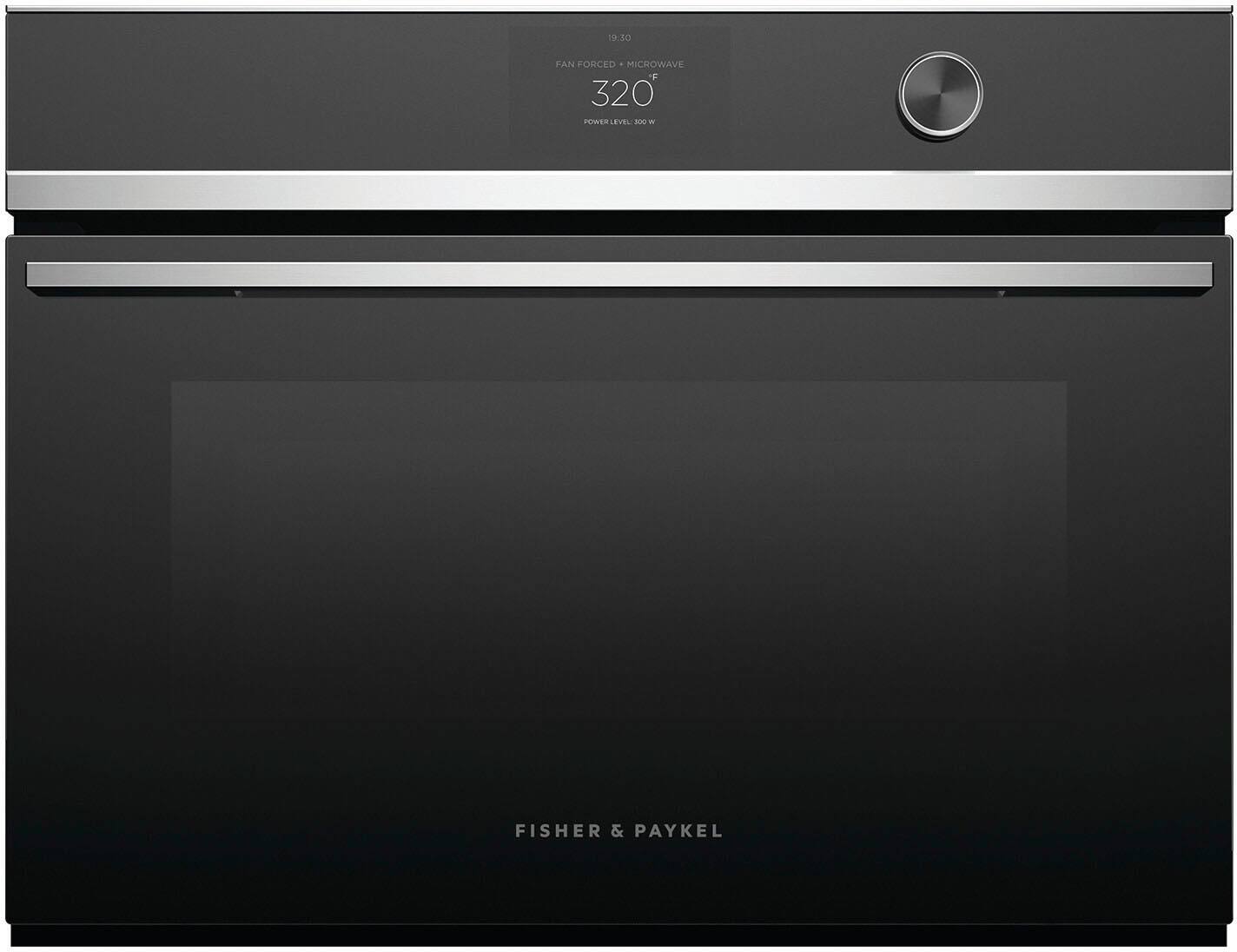 Fisher & Paykel - 24" Built-in Single Electric Convection Speed Wall Oven - Black
