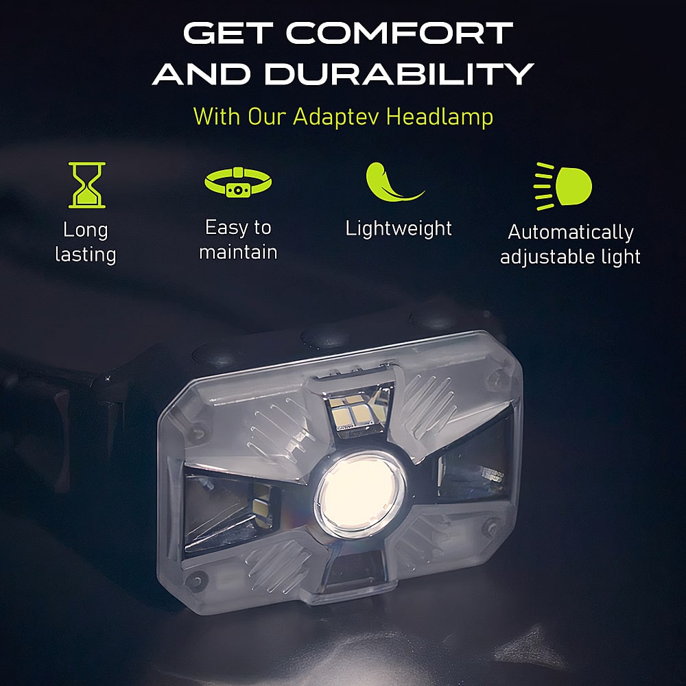 Alt View 14. Panther Vision - Adaptev Headlamp Flashlight with Inertial Gyroscope, Adaptive Lighting Guided by Your Movements for Outdoor Adventures - Black.