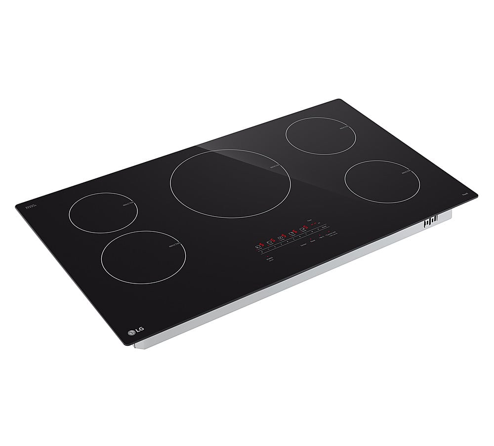 Angle. LG - 36" Built-in Electric Induction Smart Cooktop with 5 Elements and UltraHeat 4.3kW Power Element - Black Ceramic.