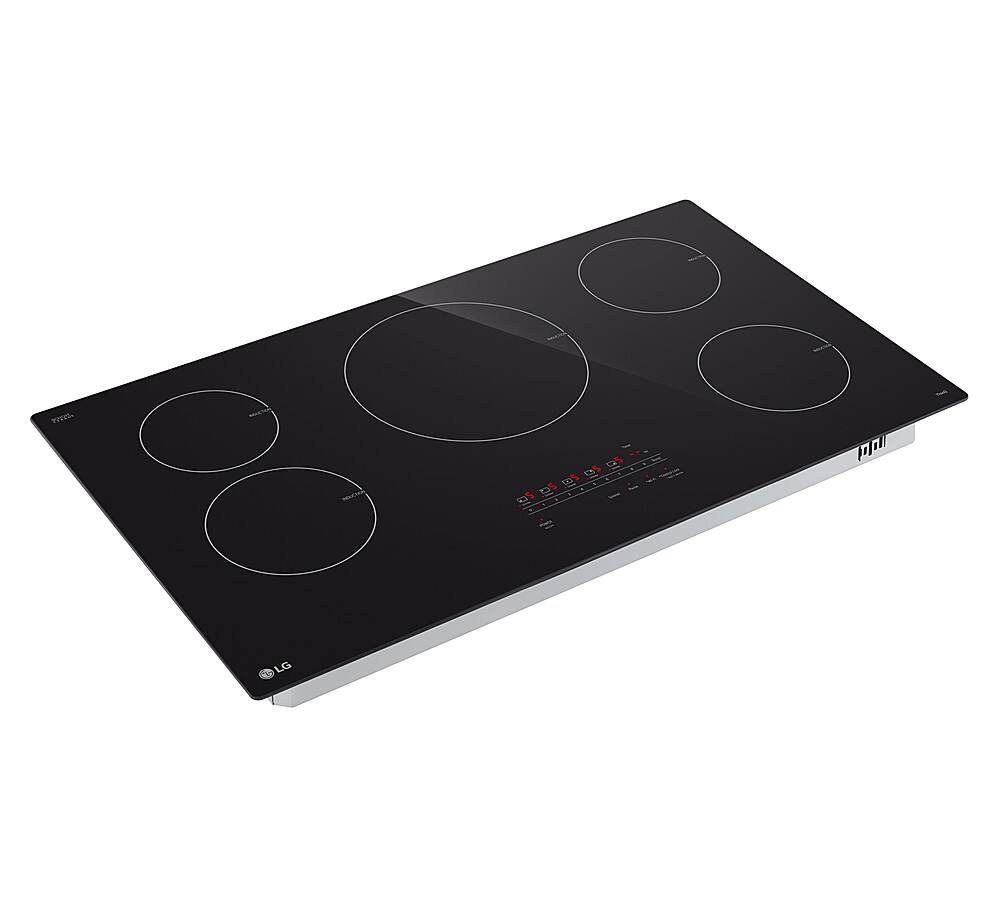 Angle. LG - 36" Built-in Electric Induction Smart Cooktop with 5 Elements and UltraHeat 4.3kW Power Element - Black Ceramic.