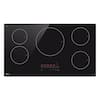 Front. LG - 36" Built-in Electric Induction Cooktop with 5 Elements and UltraHeat 4.3kW Power Element - Black Ceramic.
