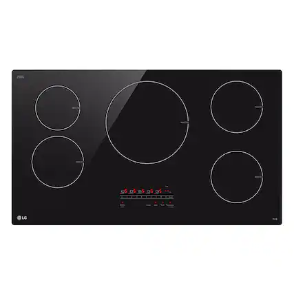 Front. LG - 36" Built-in Electric Induction Cooktop with 5 Elements and UltraHeat 4.3kW Power Element - Black Ceramic.