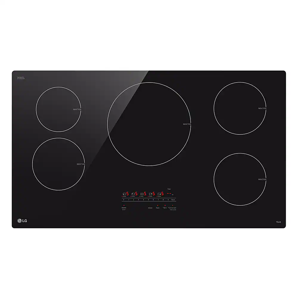 LG - 36" Built-in Electric Induction Smart Cooktop with 5 Elements and UltraHeat 4.3kW Power Element - Black Ceramic