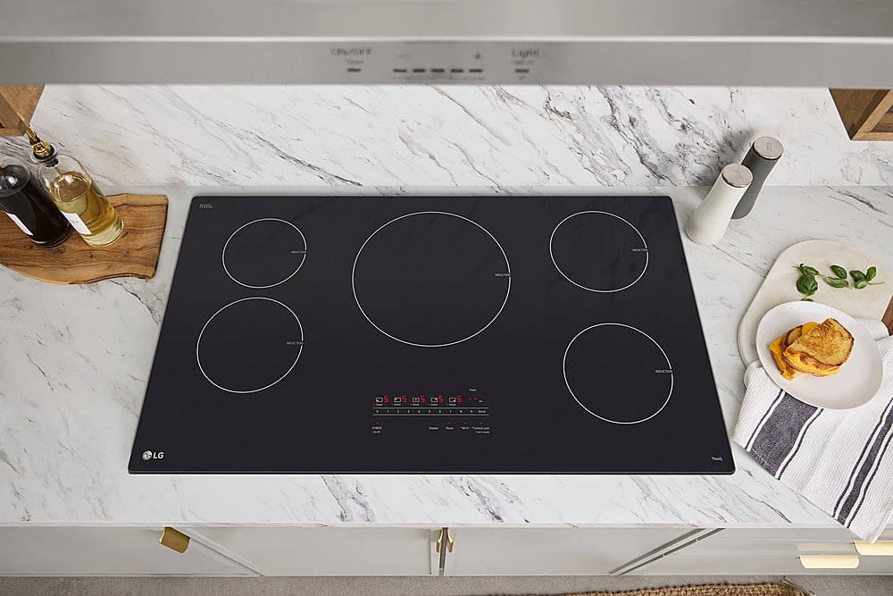 Alt View 14. LG - 36" Built-in Electric Induction Cooktop with 5 Elements and UltraHeat 4.3kW Power Element - Black Ceramic.