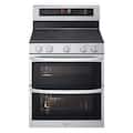 LG - 30-in 7.3 Cu. Ft. Freestanding Double Oven Elec True Convect Smart Range with 5 Elements, Air Fry and UltraHeat 3.2 kW - Stainless Steel