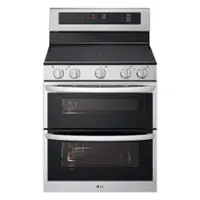 LG - 7.3 Cu. Ft. Freestanding Double Oven Electric True Convection Range with EasyClean and Air Fry - Stainless Steel - Front_Zoom