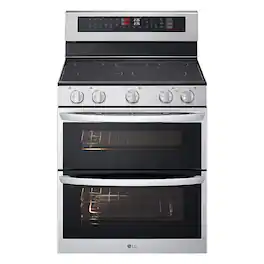 LG - 7.3 Cu. Ft. Freestanding Double Oven Electric True Convection Range with EasyClean and Air Fry - Stainless Steel