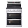 LG - 30-in 7.3 Cu. Ft. Freestanding Double Oven Elec True Convect Smart Range with 5 Elements, Air Fry and UltraHeat 3.2 kW - Stainless Steel