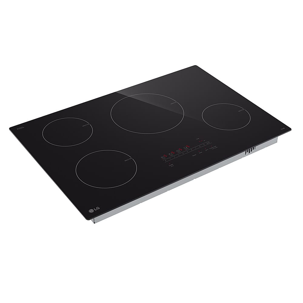 Angle. LG - 30" Built-in Electric Induction Smart Cooktop with 4 Elements and UltraHeat 4.3kW Power Element - Black Ceramic.