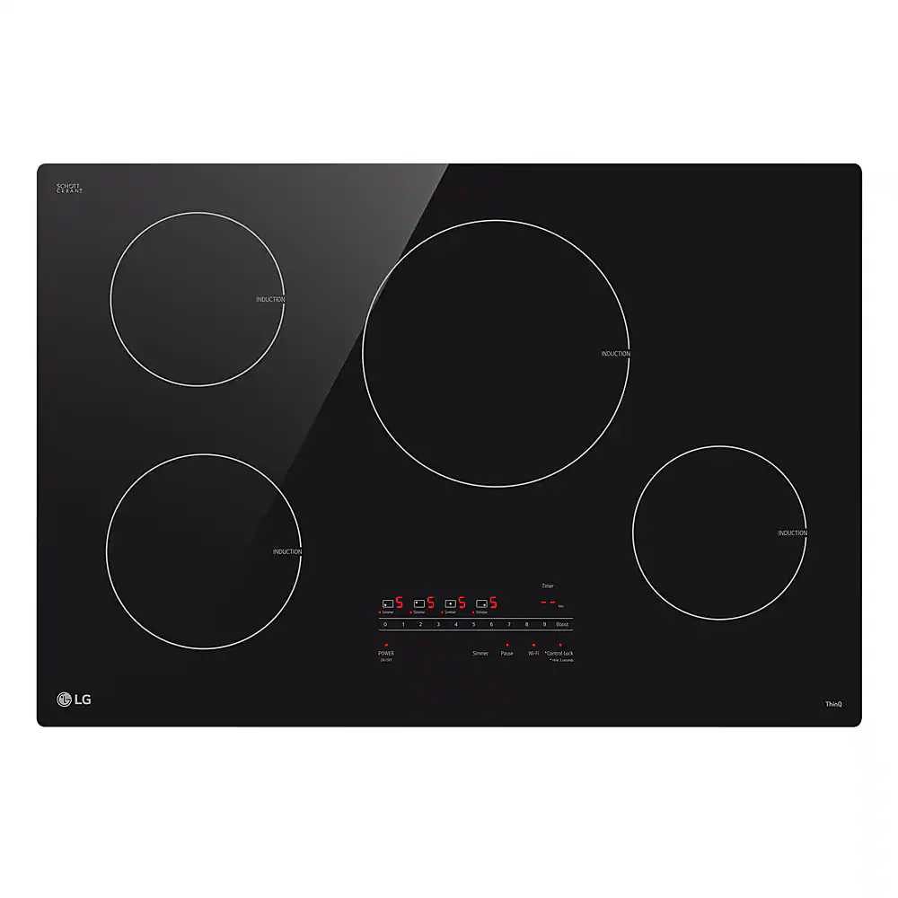 LG - 30" Built-in Electric Induction Smart Cooktop with 4 Elements and UltraHeat 4.3kW Power Element - Black Ceramic